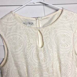 Cream Lace Sleeveless Dress